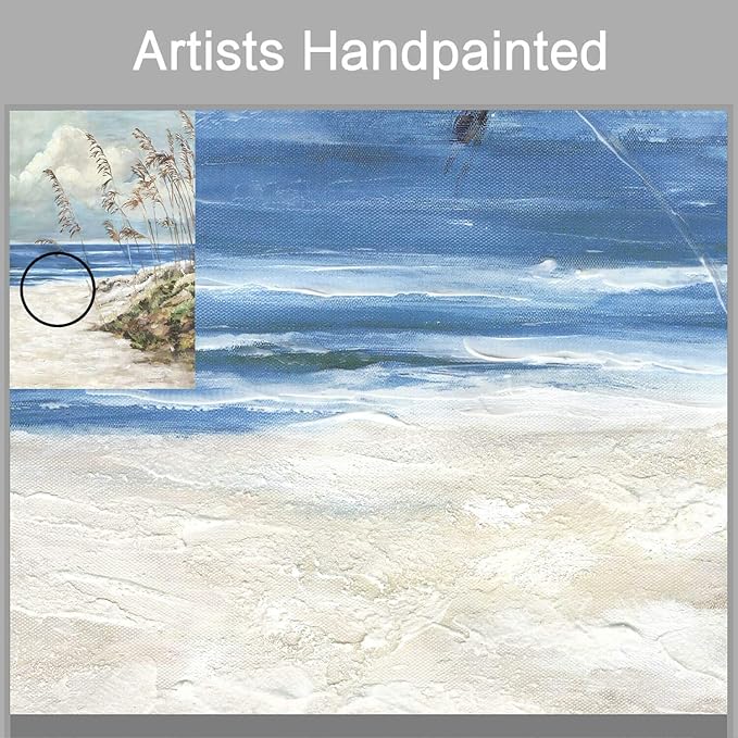 ARTISTIC PATH Abstract Beach Canvas Wall Art: Seaside Artwork Hand Painted Painting Picture for Wall (24" W x 36" H,Multi-Sized)