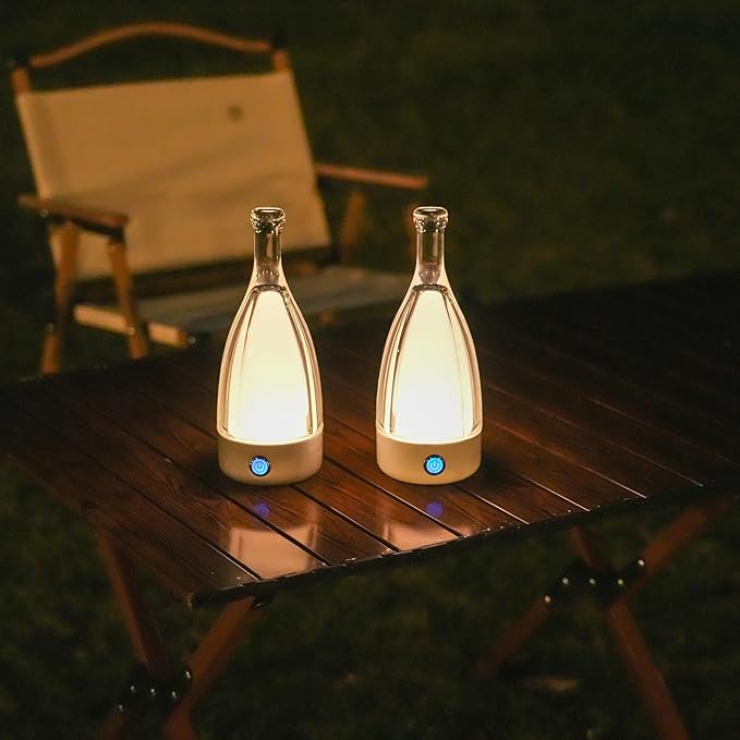 GlassGlo Cordless Rechargeable Battery Operated Touch Button Table Lamp, Stepless Dimming, 3 Color Modes, Modern Patio/Bed/Night Lamp (White)