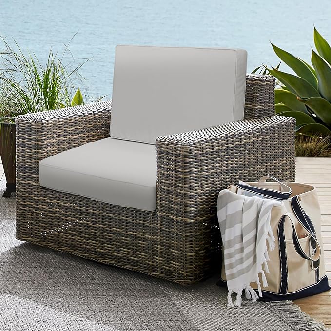 Outdoor Deep Seat Cushion Set 24" x 24", Water Repellent & Fade Resistant Cushion for Patio Furniture, Back & Seat Cushion with Removable Covers for Sofa, Couch, Light Grey