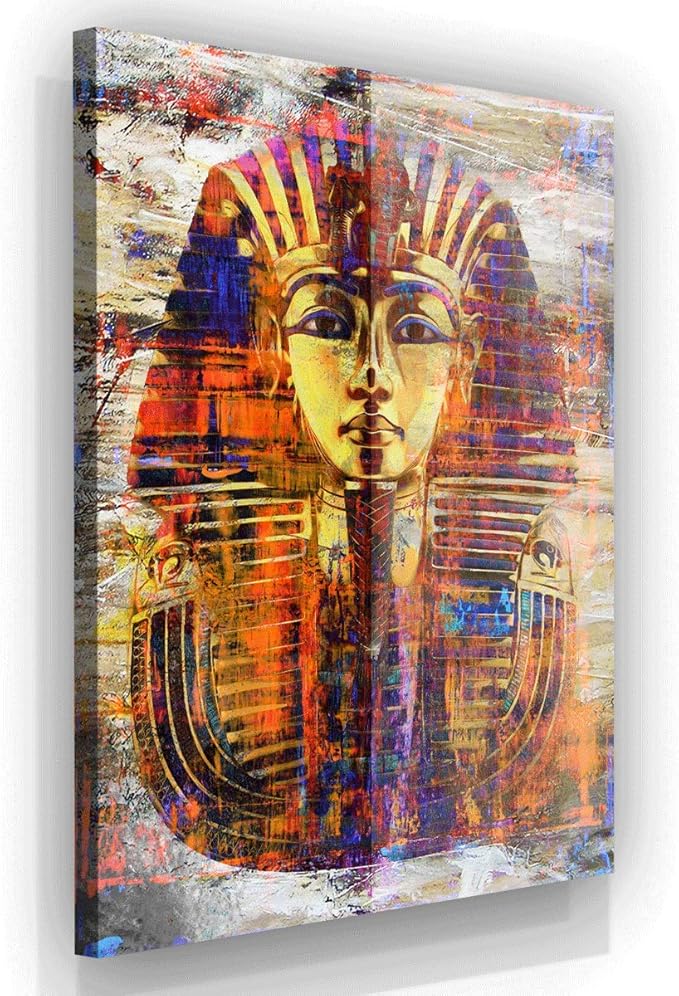 SuccessHunters King Tut Wall Art Canvas Print Pharaoh Mask Ancient Egypt Art Egyptian Prints Home Decor Pop Art Office Decor Egyptian Gift (8 x 8 in)