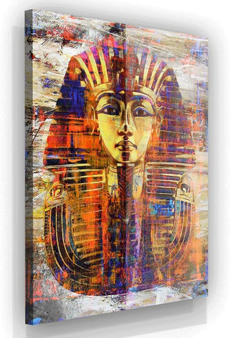 SuccessHunters King Tut Wall Art Canvas Print Pharaoh Mask Ancient Egypt Art Egyptian Prints Home Decor Pop Art Office Decor Egyptian Gift (24" x 18")