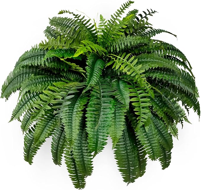 Single Silky Artificial Boston Fern Bush, 48Inch Artificial Plants, Suitable for Decorating Office, Patio, Living Room Faux Greenery, 88Branches…