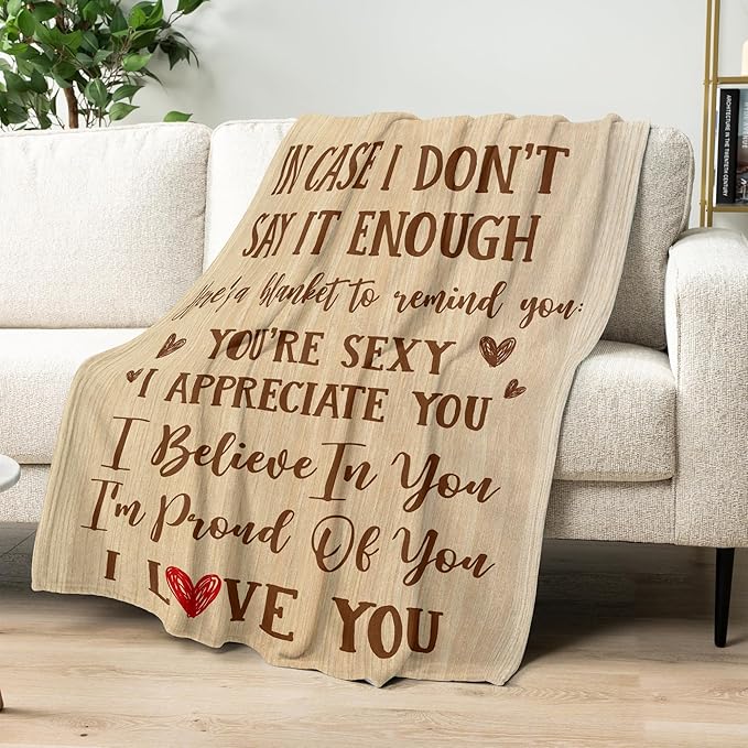 Couple Gifts for Girlfriend Boyfriend - Soft Fleece Throw Blankets 50x60 in - Wedding Anniversary Birthday Gifts for Him Her Husband Wife Women Men, I Love You Blanket