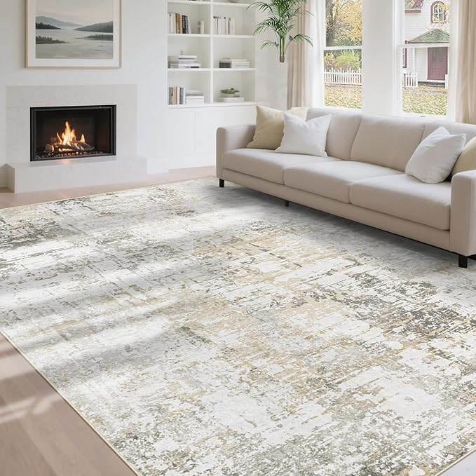 6x9 Area Rugs for Living Room: Washable Modern Abstract Rug Large Soft Non Slip Rug Indoor Low Pile Carpet for Bedroom Dining Room Home - Beige Grey Brown