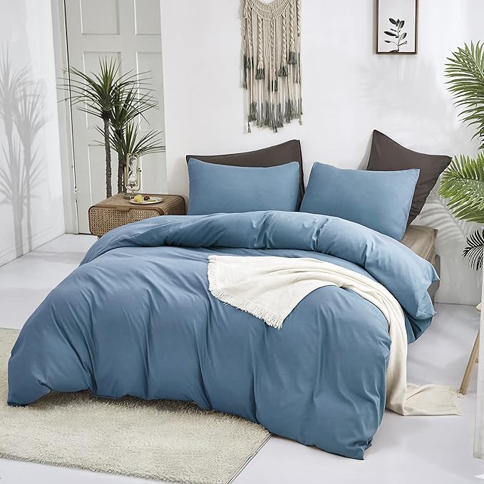 Luxlovery Lake Blue Comforter Set Full Women Men Bedding Sets Dusty Blue Quilt Blanket Full Comfy Soft Lightweight Comfy Bedding Comforter Set with 2 Pillowcases