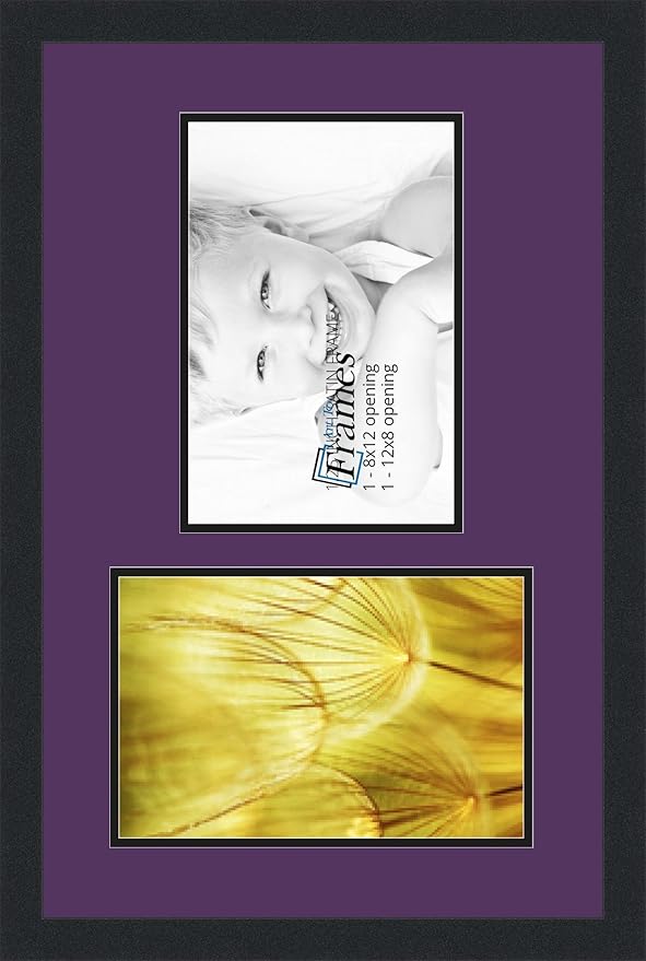 ArtToFrames Collage Photo Frame Double Mat with 2 - 8x12 Openings and Satin Black Frame