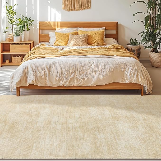 Washable Rug 8x10 Area Rugs for Living Room - Stain Resistant Non-Slip Backing Boho Rug for Bedroom,Durable & Ultra-Thin Vintage Large Area Rug(8x10,Beige)