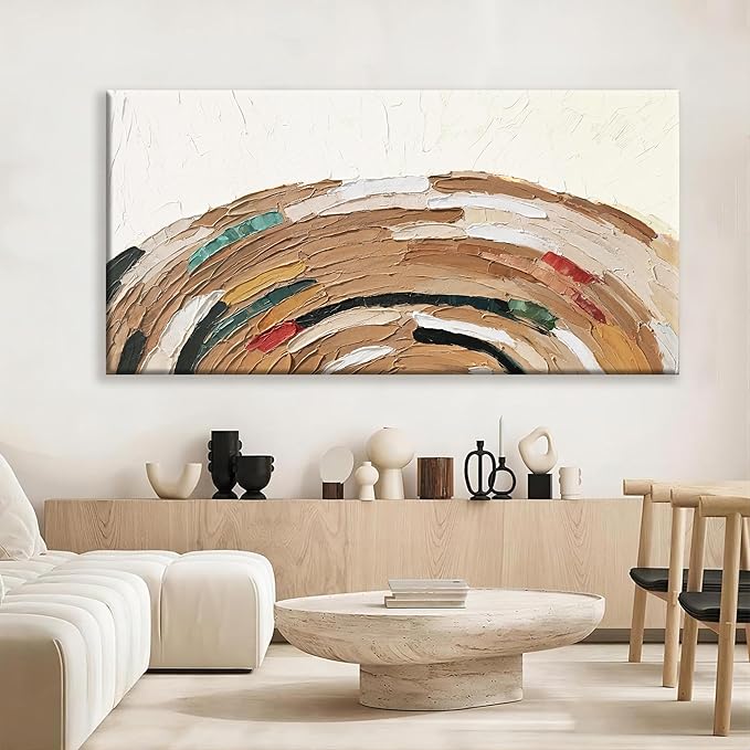 Tsomzxng Abstract Wall Art Yellow Brown Wall Art Painting Canvas Art Wall Decor Prints Abstract Wall Decor For Living Room Bedroom Kitchen Office Artwork Ready To Hang 24"×48"