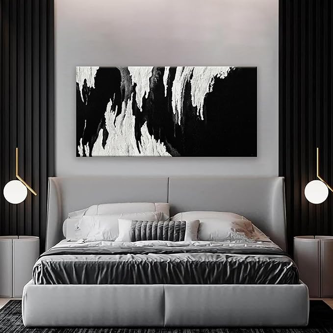 TAIJXAGSG Abstract Wall Art For Living Room Artwork Canvas Art Wall Decor Modern Canvas Prints Pictures Black And White Abstract Wall Decor For Home Hotel Decoration 24 x 48 Inch