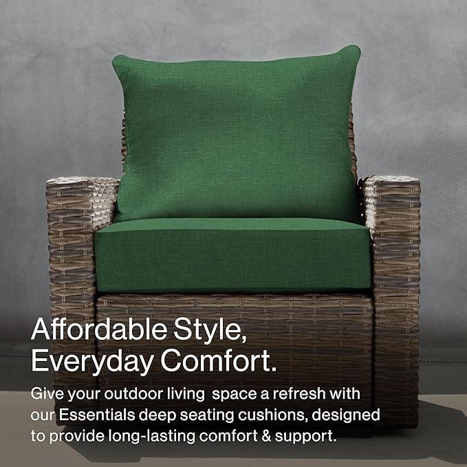 Honeycomb Outdoor Essentials Deep Seat, 24 x 24, Hampton Texture Hunter Chair Cushion for Patio Furniture