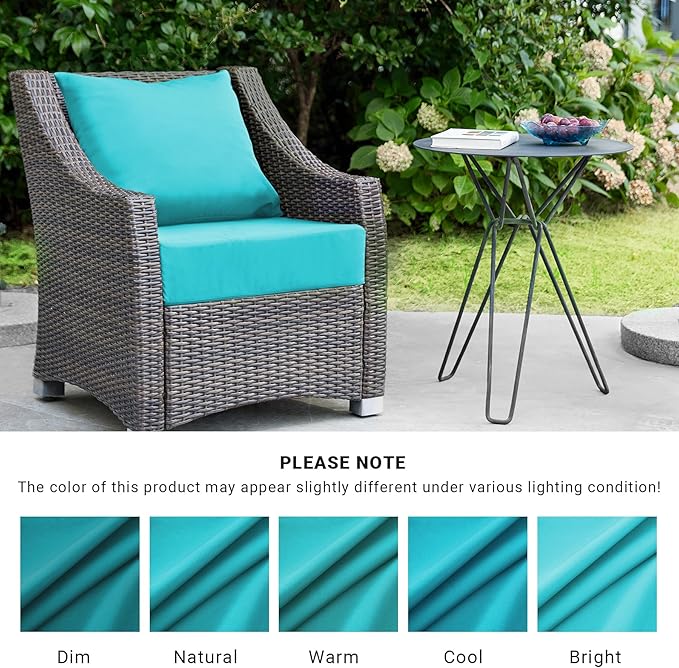 Outdoor Cushions for Patio Furniture,Outdoor Seat Cushion Set 24 x 24 x 5.75 Inch,Waterproof & Fade Resistant Outdoor Chair Cushions,Deep Patio Chair Cushion with Removable Cover,Teal