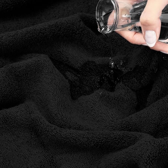 American Soft Linen Salem 100% Cotton Turkish 4 Piece Bath Towels for Bathroom, 600 GSM Soft Absorbent Quick Dry Bath Towel Set, Black