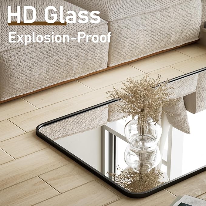 BEAUTYPEAK Black Full Length Mirror, 65"x24" Rounded Corner Floor Mirror Standing Hanging or Leaning Against Wall, Suitable for Bedroom or Dressing Room