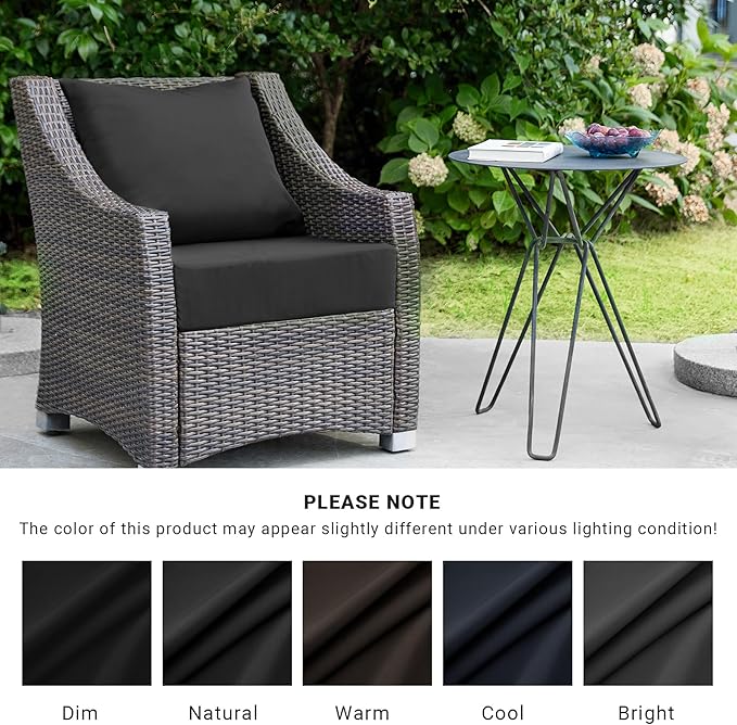 Outdoor Cushions for Patio Furniture,Outdoor Seat Cushion Set 24 x 24 x 5.75 Inch,Waterproof & Fade Resistant Outdoor Chair Cushions,Deep Patio Chair Cushion with Removable Cover,Black
