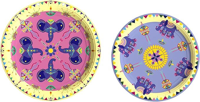 Diwali Tableware Pack: Disposable Paper Plates, Napkins and Cups Set for 20