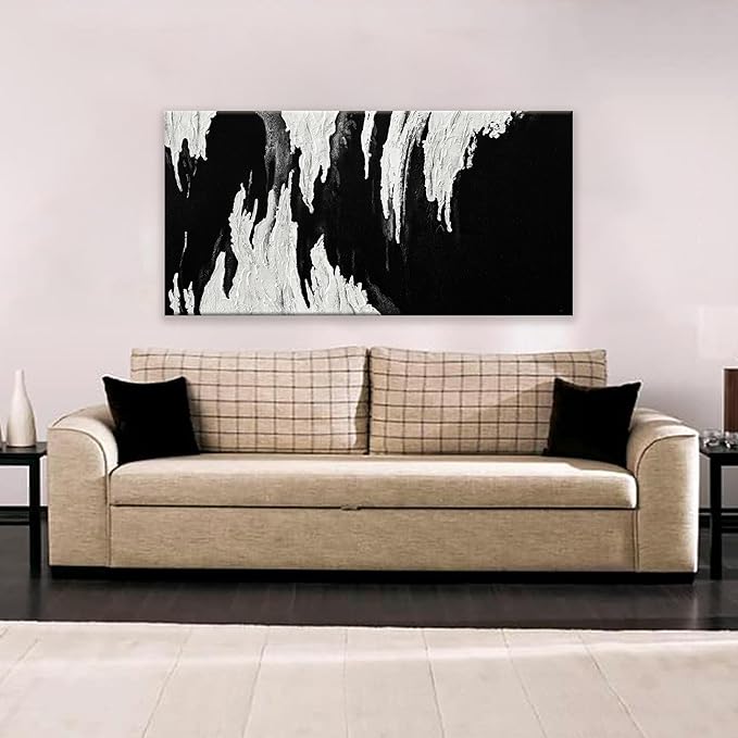 TAIJXAGSG Abstract Wall Art For Living Room Artwork Canvas Art Wall Decor Modern Canvas Prints Pictures Black And White Abstract Wall Decor For Home Hotel Decoration 24 x 48 Inch