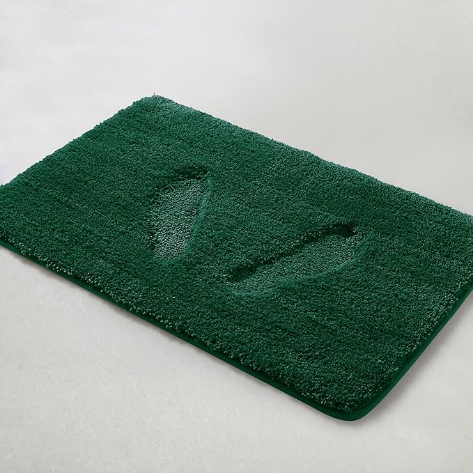 YHF Bathroom Rugs 17" X 24", Extra Thick & Soft Microfiber Shaggy, Machine Washable Bath Mats, Absorbent Bath Rugs, Non-Slip Rubber Backing Bath Mat for Bathroom Floor, Tub and Shower, Hunter Green