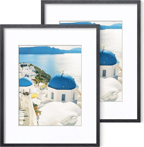 Axeman 16x20 Picture Frame with Mat for 11x14, Solid Oak Wood Poster Frame with Tempered Glass for Home Decor, Wooden 16x20inch Photo Frame for Art Photo and Prints, Set of 2, Black