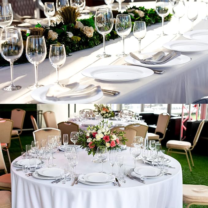 200 Pieces Disposable Plates Plastic Plates with Rim Hard Plastic Appetizer Salad Dessert Plates 7.5 Inch Heavy Duty Plates for Dinner Wedding Party Supplies(White)