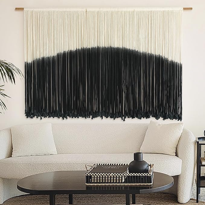 Flber Tie-Dye Macrame Wall Hanging Large Bohemian Yarn Tapestry Macrame Home Décor, 57''W*35''L