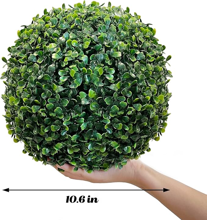Sunnyglade 2 PCS 10 inch 4 Layers Artificial Plant Topiary Ball Faux Boxwood Decorative Balls for Backyard, Balcony,Garden, Wedding and Home Décor (10 inch)