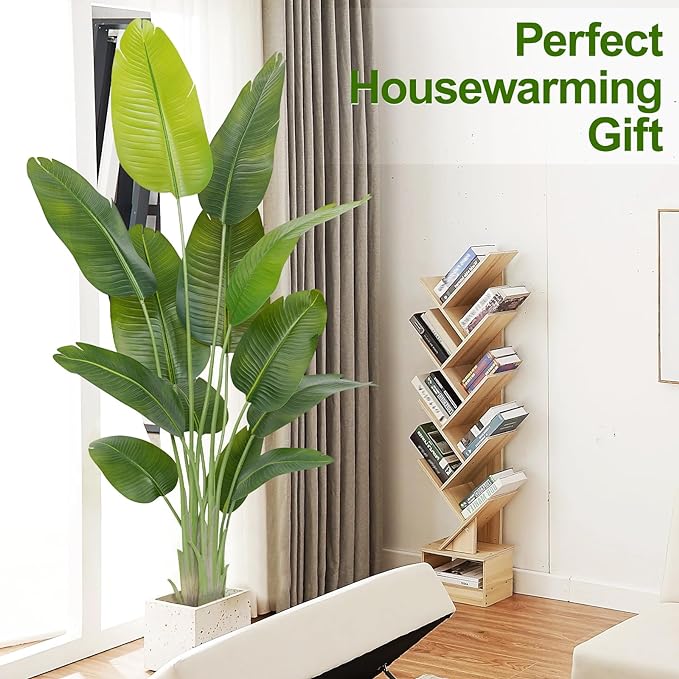 Lifelike Bird of Paradise Artificial Plant,6ft Faux Banana Leaf Tree with 13 Trunks - Perfect Indoor Silk Floor Plant for Home Decor in Living Room, Office, and Bedroom 1Pack