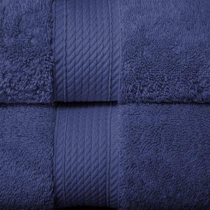 BLUENILEMILLS Premium Towel Collection, Egyptian Cotton Towels for Shower and Bathroom Assorted 6-Piece Towel Set, 30" x 55", 20" x 30", 13" x 13", Navy Blue by Blue Nile Mills