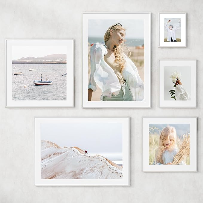20x20 inch Metal Picture Frame - Thin Aluminum Square Photo Frames with 16x16 Removable Mat - High Definition Plexiglass - Vertical and Horizontal Display - Wall Hook Hanging Hardware Included - Silver, Set of 1