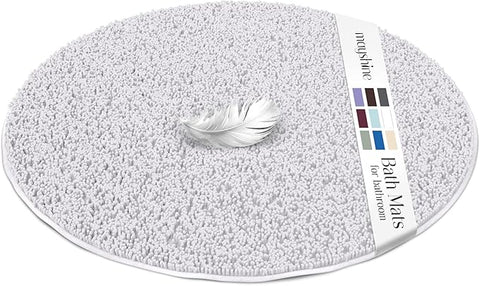 MAYSHINE Round Area Rug Set for Bathroom | Soft Plush Chenille Bath Mat, Water Absorbent Non-Slip Bathroom Rug | Washable Shag Carpet for Shower, Bedroom, or Home Décor | 36"x36" (Round) | White