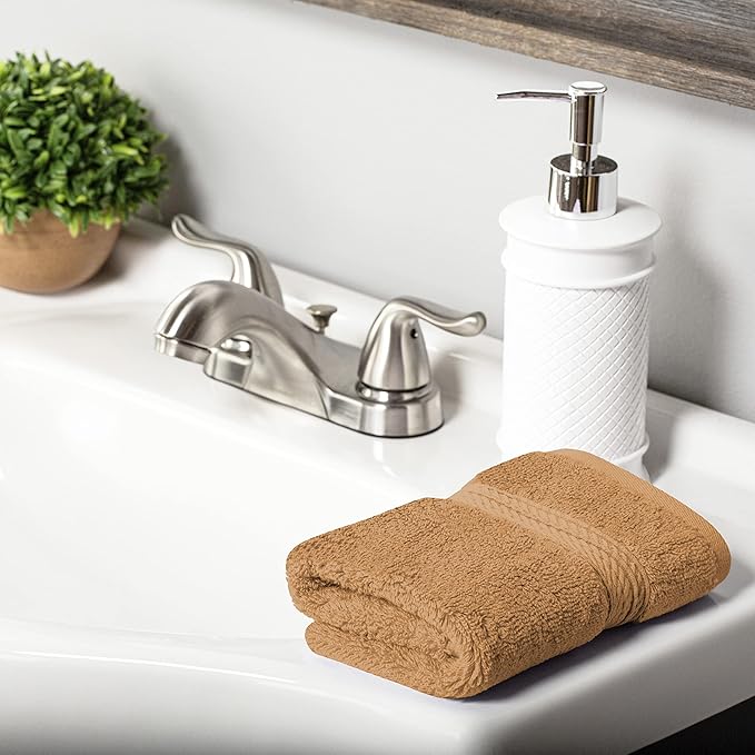 BLUENILEMILLS BNM Egyptian Cotton 6-Piece Towel Set, Includes 6 Face Towels, Attached Loop for Easy Hanging and Storage, Hotel Quality, Perfect for Bathroom, Gym, Shower Space, or Spa, Rust