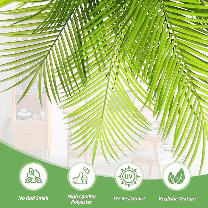 4FT Artificial Palm Tree – Realistic Faux Tropical Plant with UV-Resistant Leaves, Maintenance-Free Indoor Outdoor Palm Plant for Home Office Patio Décor