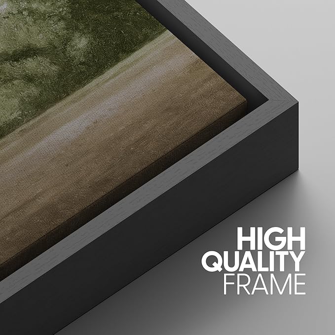 SIGNWIN Framed Canvas Print Wall Art Set Cloudy Sky Over Green Forest Clearing Nature Wilderness Illustrations Modern Art Chic Landscape for Living Room, Bedroom, Office - 24"x36"x3 Black