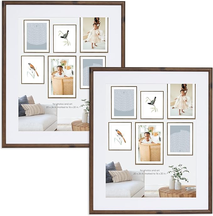 Camden Reed Set of Two Serenity Poster Frames Matted to 16x20 Inches, 20x24 Inch, Dark Oak Finish