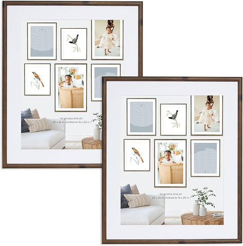 Camden Reed Set of Two Serenity Poster Frames Matted to 16x20 Inches, 20x24 Inch, Dark Oak Finish