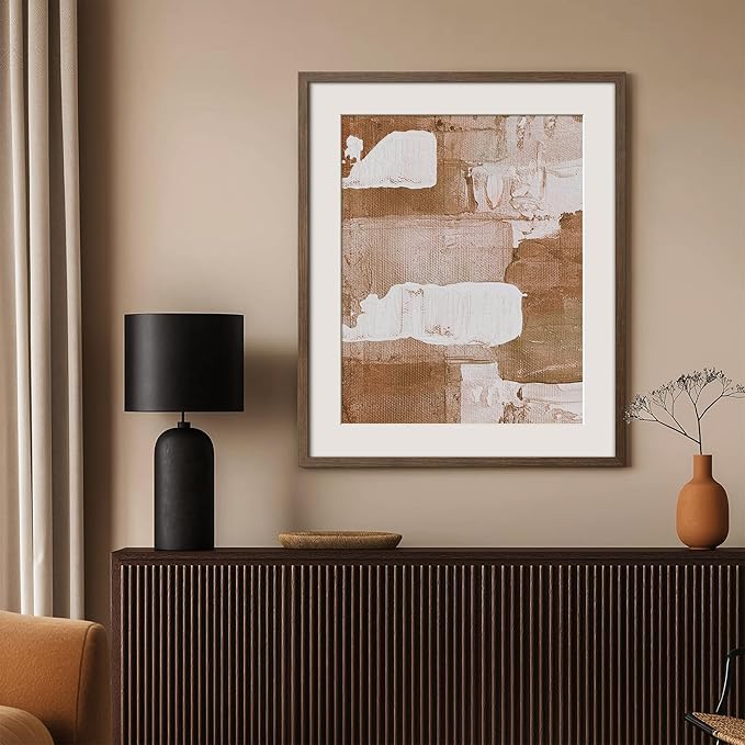 Yaetm 20x24 Picture Frame Matted to 16x20 - Brown Walnut, Solid Wood 20x24 Frame for Poster & Art Print, Lightweight, Horizontal and Vertical Wall Hanging for Photo Gallery (2 Pack, Walnut)