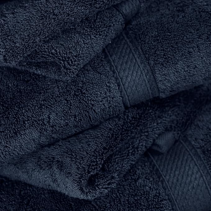 Superior Egyptian Cotton Pile 6 Piece Towel Set, Includes 2 Bath, 2 Hand, 2 Face Towels/Washcloths, Ultra Soft Luxury Towels, Thick Plush Essentials, Guest Bath, Spa, Hotel Bathroom, Navy Blue