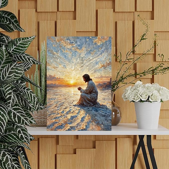 Christian Wall Art Print, Religious Scripture Biblical Decor, Faith-Based Inspirational Landscape with Cross, Digital Printed Canvas Poster for Church, Home Chapel, Prayer Room Decor