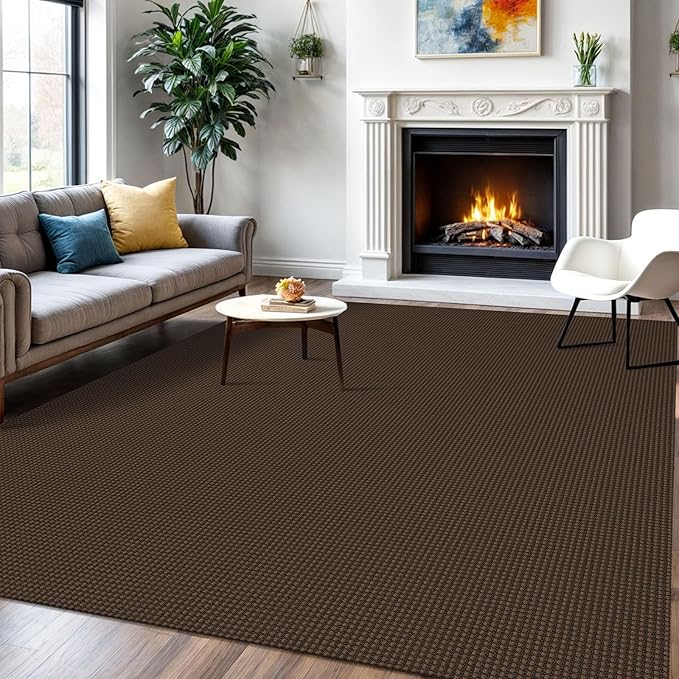 IOHOUZE Washable Area Rug 6x9 Non Slip Rubber Backed Rugs for Living Room, Dining Room Rugs Bedroom Rug, Woven Indoor Floor Carpet for Living Room Nursery, Brown