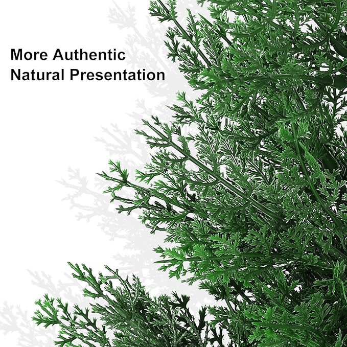 4FT Artificial Cedar Tree - Realistic Faux Cedar Trees for Outdoor Planters - Fake Cypress Trees for Front Porch - Faux Evergreen Plants for Home Porch Decor - Set of 2