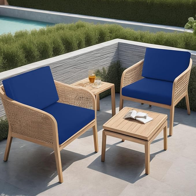 idee-home Outdoor Cushions for Patio Furniture, Outdoor Seat Cushion, Waterproof Couch Hampton Bay Deep Seat Replacement Chair Cushions for Garden Lawn Backyard Deck, 28.5 x 28.5 Navy Bue