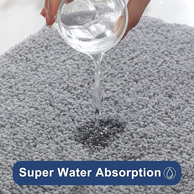 COSY HOMEER Bath Rugs for Bathroom Extra Thick - Anti-Slip Bath Mats Soft Plush Yarn Shaggy 100% Strong Mirco Polyeste Mat Living Room Bedroom Mat Floor Water Absorbent(Dark Grey,24x36 - Inches)