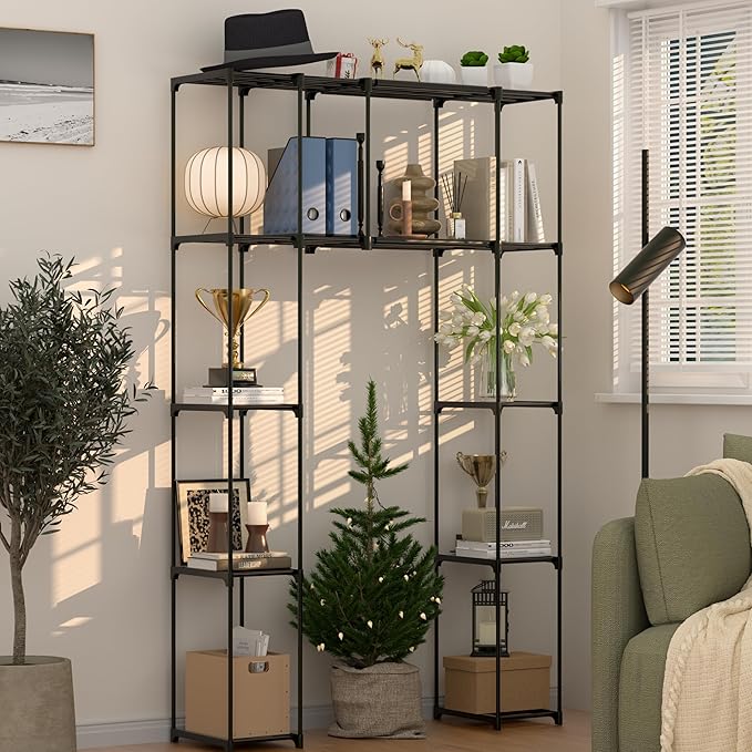 PPN Over-The-Toilet Storage Cabinet Premium Bathroom Organizers Solution for Small Spaces Black Bathroom Shelf Accessories Freestanding Shelves Towel Storage and Decorative Shelving Units Medium