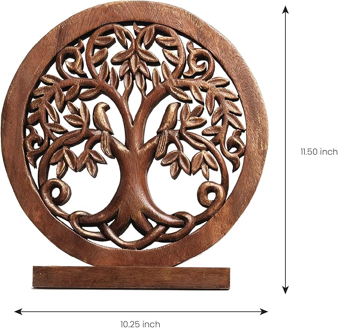 Decozen Solid Wood Tree of Life Sculpture - Home Decor, Living Room, Boho, Shelf, Coffee Table, Centerpiece Table Decorations, Mantle, Dining Table Centerpiece, Bathroom Shelf, Entryway, Farmhouse