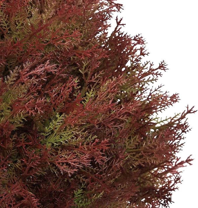 24" Faux Cedar Trees for Outdoor Planters, Artificial Topiary Ball Plants UV Resistant, Fake Bushes & Shrubs for Front Porch, Patio, Fall Decor, Set of 2