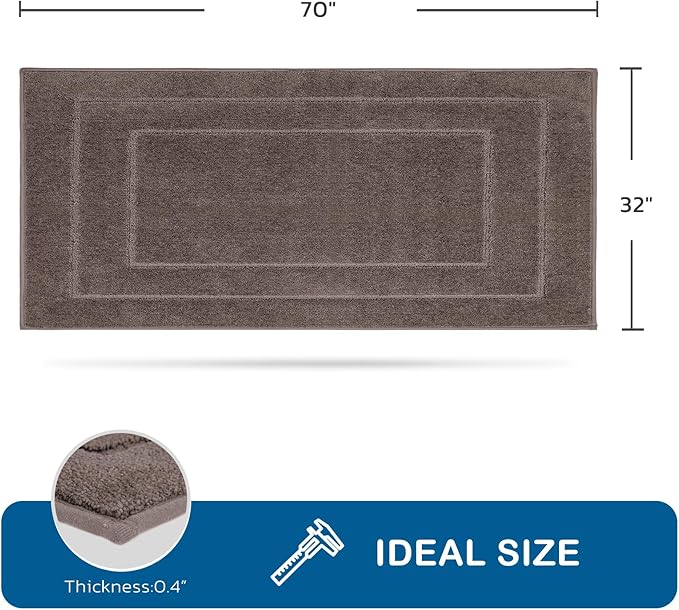 PURRUGS Machine Washable Kitchen Rug 32" x 70", Non-Slip/Skid Hallway Runner Rug, Super Absorbent Soft Area Rug for Kitchen, Hallway & Laundry, Rolled Packaging, Grayish Brown