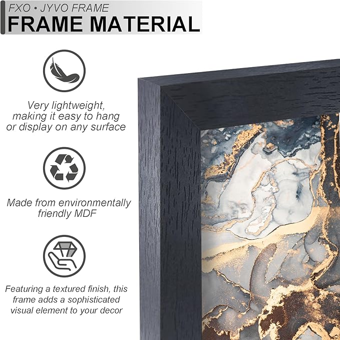 Engineered Wood 16x23 Picture Frame Set of 3, Black Frame for 16 x 23 Inch Picture Poster Photo, Light Weight 16 by 23 Frame with Wood-grain for Wall - 3 Pack/Black/16 x23