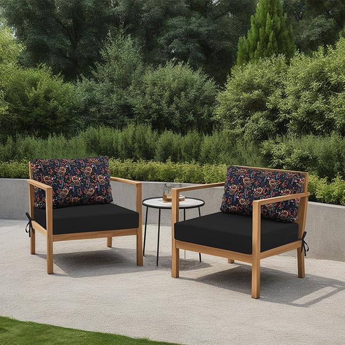 idee-home Outdoor Cushions for Patio Furniture, Outdoor Seat Cushion, Waterproof Hampton Bay Deep Seat Replacement Couch Chair Cushions for Garden Lawn Backyard Deck, 26.5 x 26.5 Floral Pattern