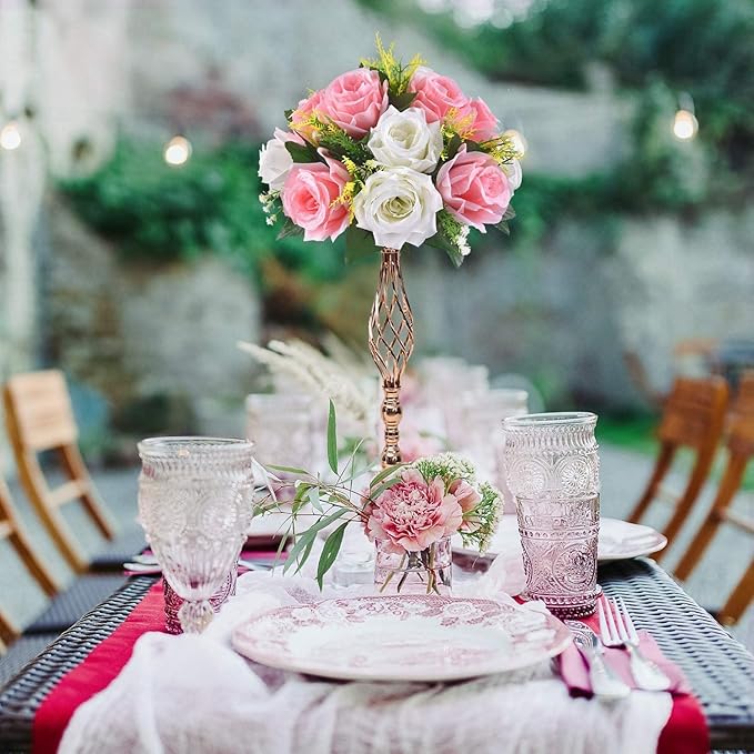 Wedding Centerpieces for Reception Tables, Twist Candleholder Stands, Wedding Flower Arrangement Vases, Metal Centerpieces for Wedding Road-Leading Home Decor Gold