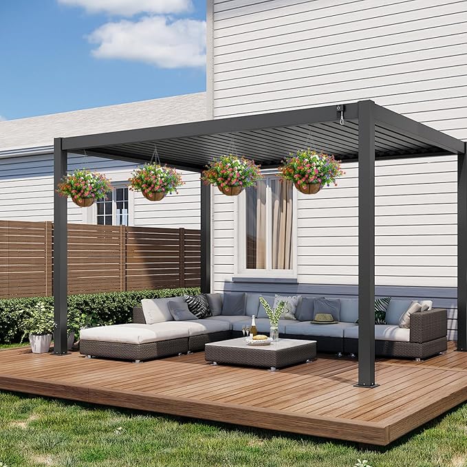 Artificial Hanging Plants Flowers with Basket for Spring Summer Outdoor Decoration, Yellow Purple White Orange Pink Red