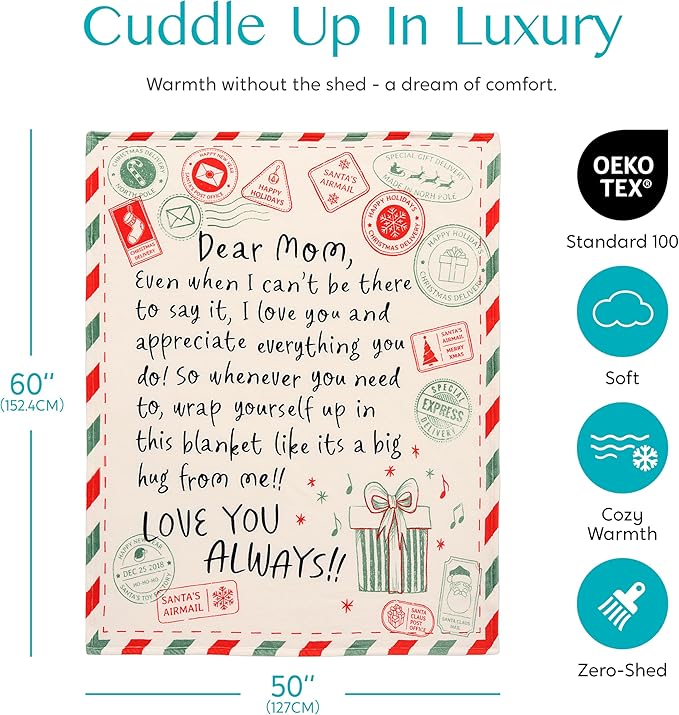 Joiedomi Birthday Gifts for Mom Soft Flannel Mom Blanket for Women Wife Grandma Mothers Day Anniversary Present from Daughter Son 50" x 60" Green